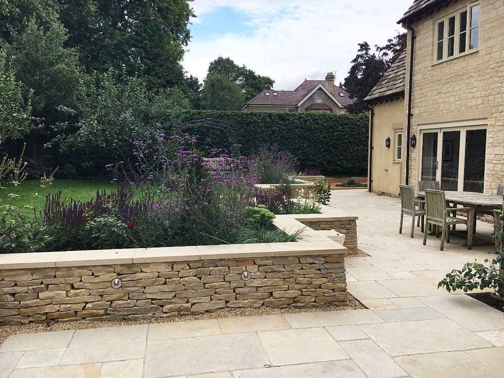 cotswold drystone wall incorporates lighting